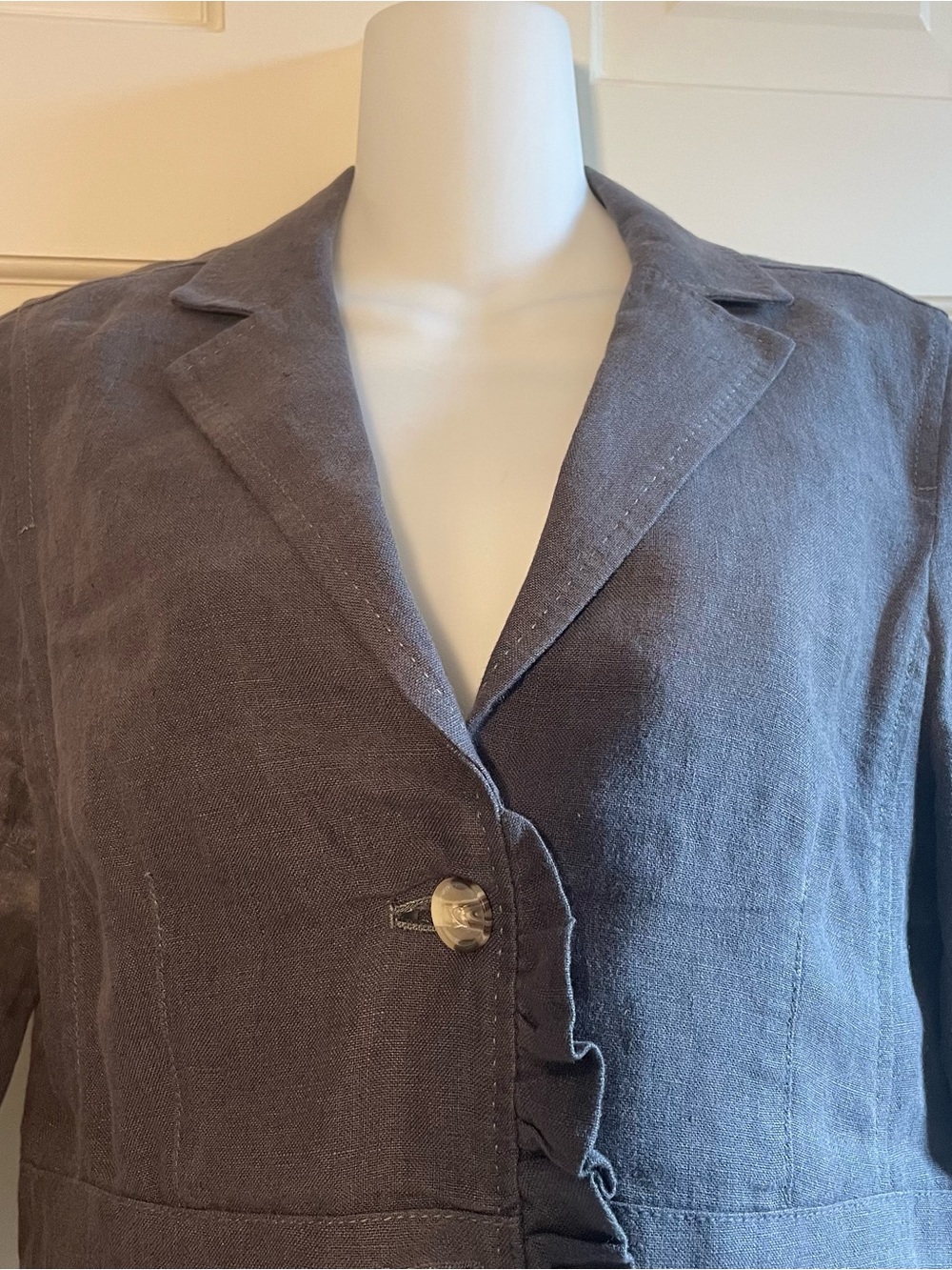 Anthropologie Hei Hei Women’s Tailored 100% Linen Blazer Jacket in Charcoal